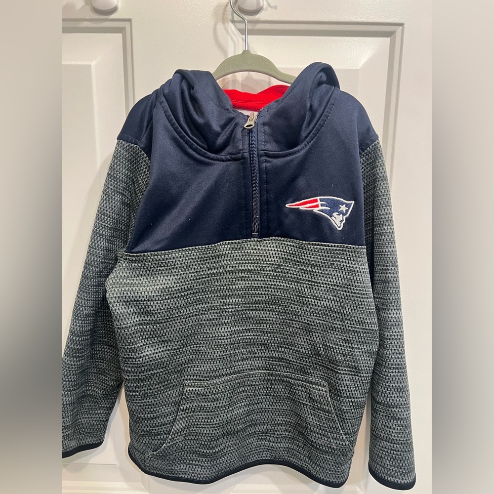 NFL New England patriots  Navy and Gray Hooded quarter zip Pullover